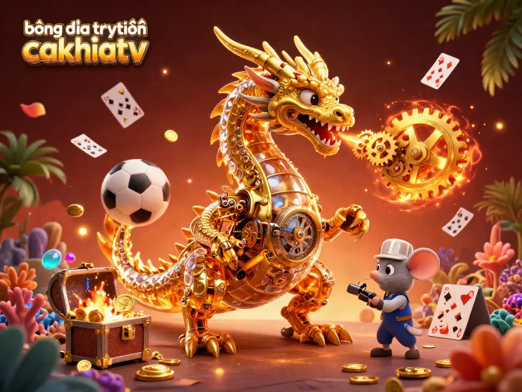 Engage in bóng đá trực tuyến cakhiatv with thrilling sports betting elements amid 3D cartoon dragon's adventure.