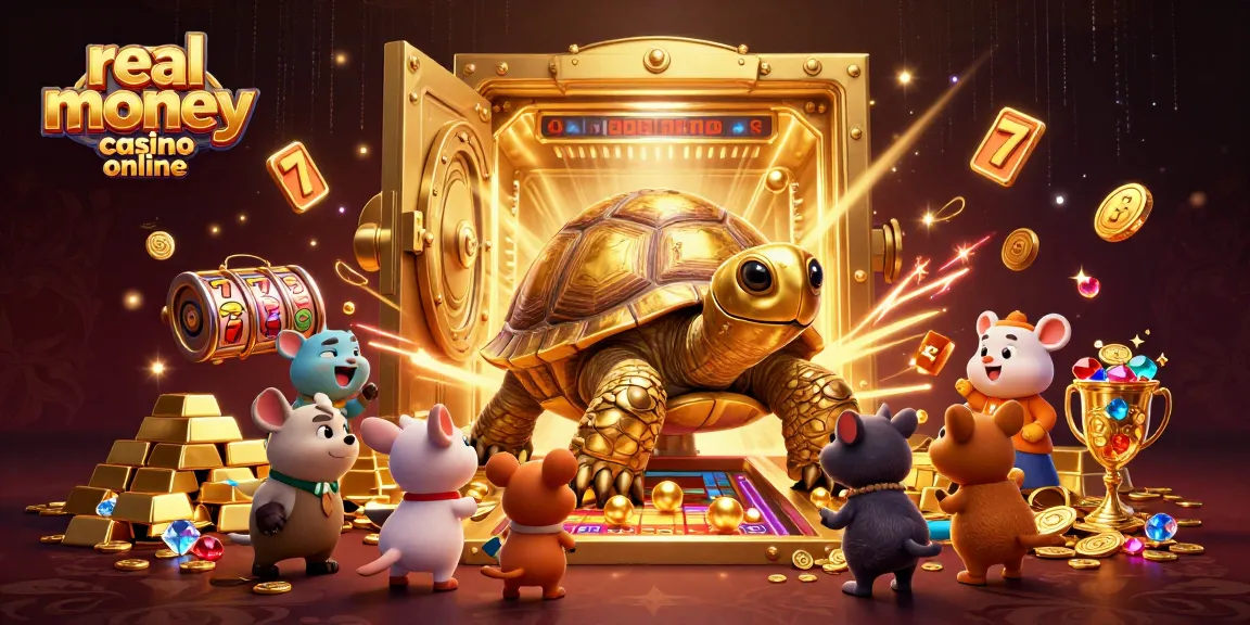 Experience thrilling gameplay at a real money casino online with a colossal golden tortoise and exciting jackpots.