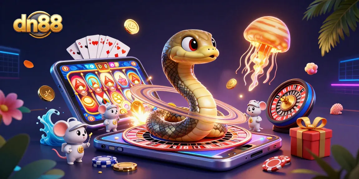 Experience thrilling casino excitement at dn88 with a vibrant 3D scene illustrating roulette, slots, and betting action.
