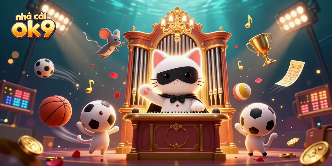 Experience the excitement at nhà cái ok9 with a vibrant 3D casino scene featuring iconic gambling elements.